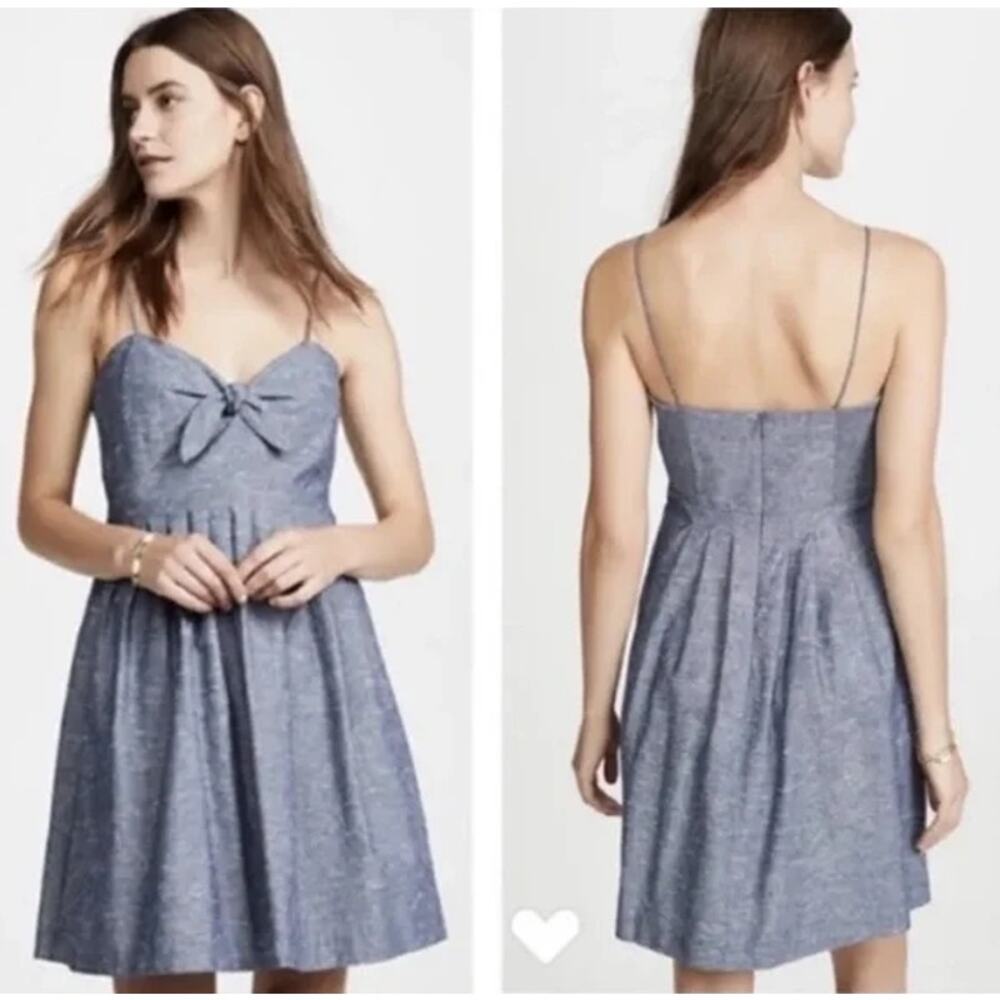 Madewell‎ Chambray Tie-Front Cutout Cami Dress Gray Cotton Size 14 $118 MSRP